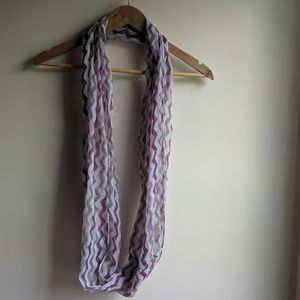 Infinity scarf purple and gray zig zag